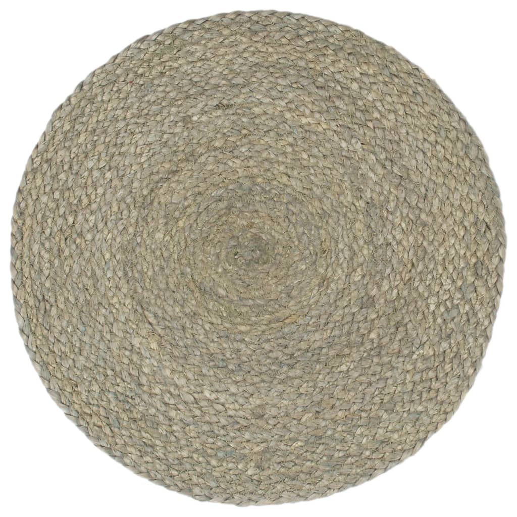 Placemats Rond 38 Cm Effen 6 Grijs Jute