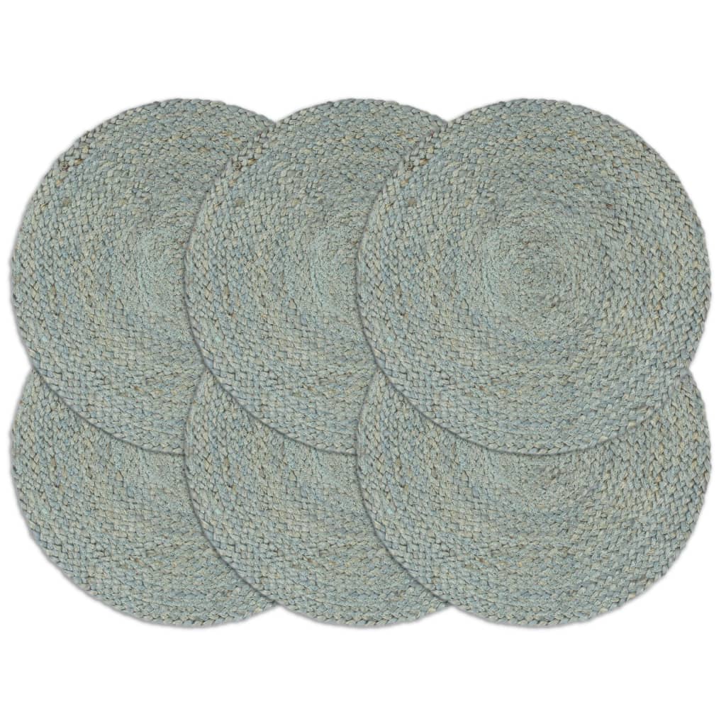 Placemats Rond 38 Cm 6 Olijfgroen Jute