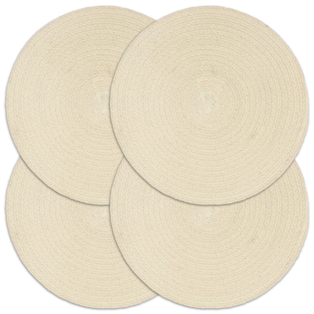 Placemats Rond 38 Cm Natuurlijk 4 Bruin Katoen