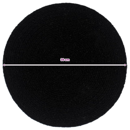 Placemats 4 st rond 38 cm katoen effen zwart