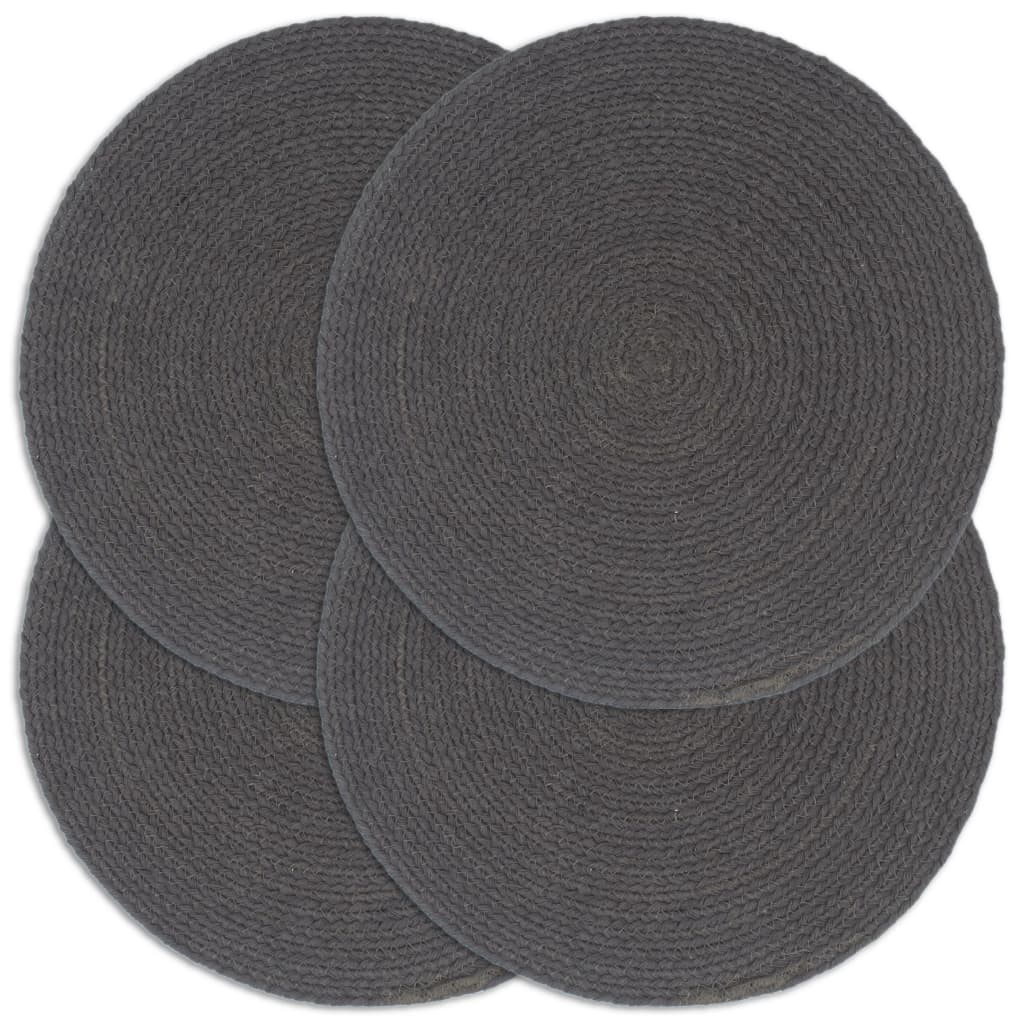 Placemats 4 St Rond 38 Cm Katoen Effen Donkergrijs