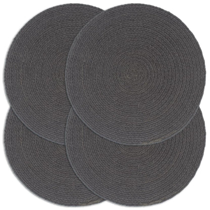 Placemats 4 St Rond 38 Cm Katoen Effen Donkergrijs