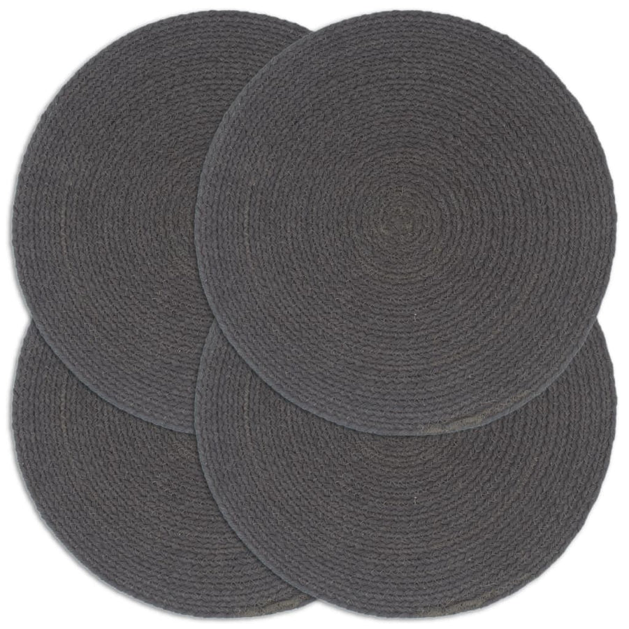 Placemats 4 St Rond 38 Cm Katoen Effen Donkergrijs