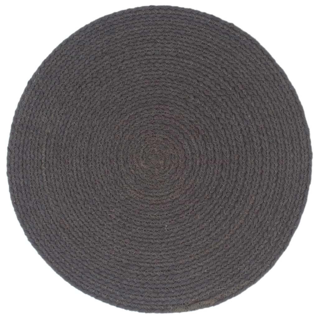 Placemats 4 St Rond 38 Cm Katoen Effen Donkergrijs