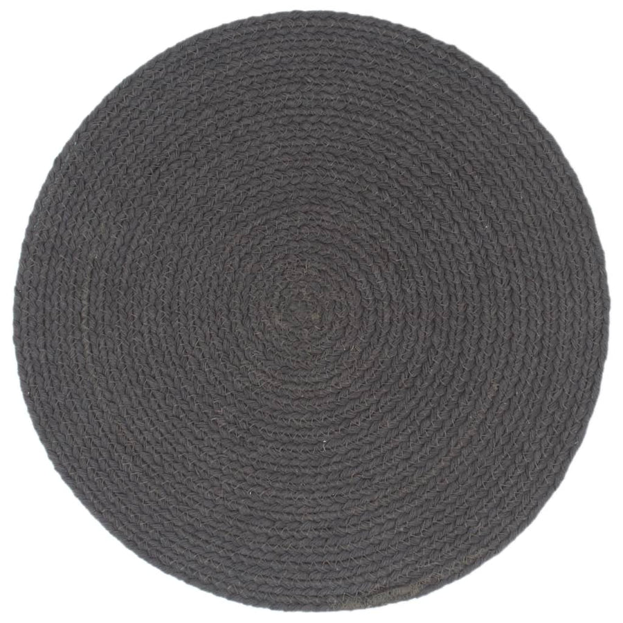Placemats 4 St Rond 38 Cm Katoen Effen Donkergrijs