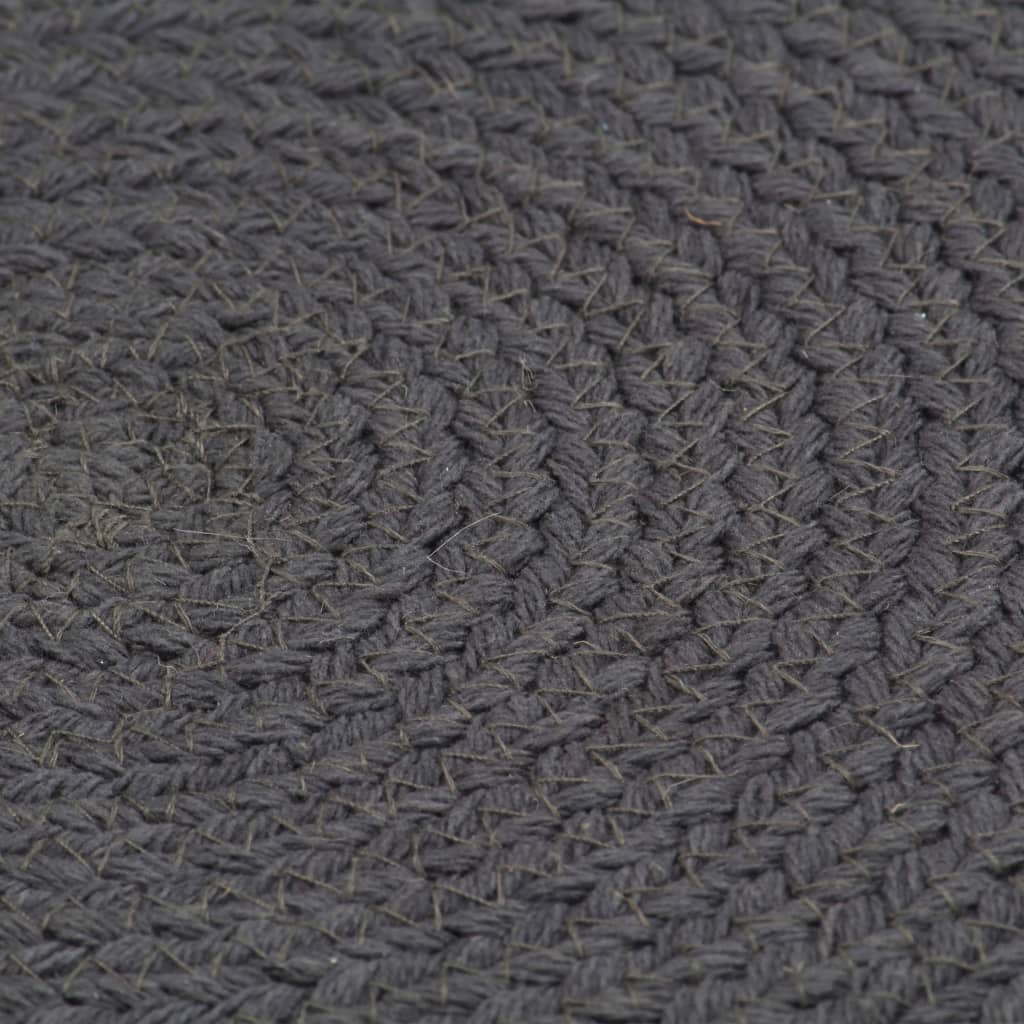 Placemats 4 St Rond 38 Cm Katoen Effen Donkergrijs
