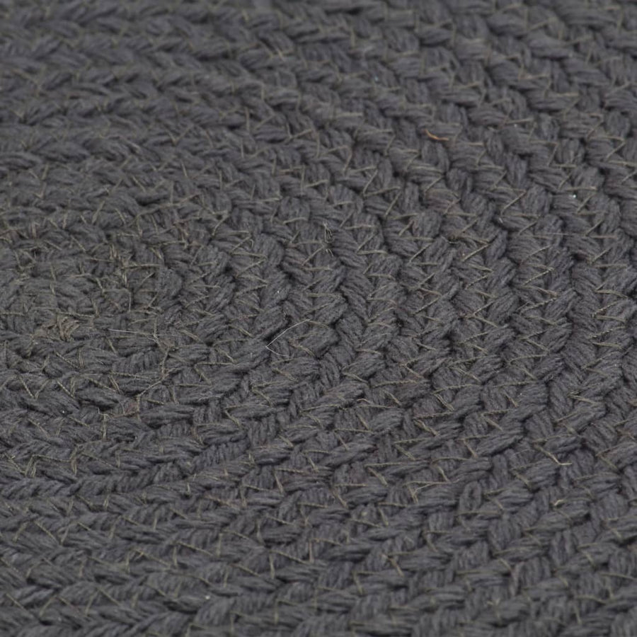 Placemats 4 St Rond 38 Cm Katoen Effen Donkergrijs