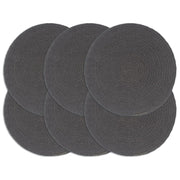 Placemats 6 pcs round 38 cm cotton plain dark grey