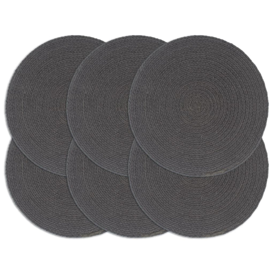 Placemats Rond 38 Cm Effen 6 Donkergrijs Katoen
