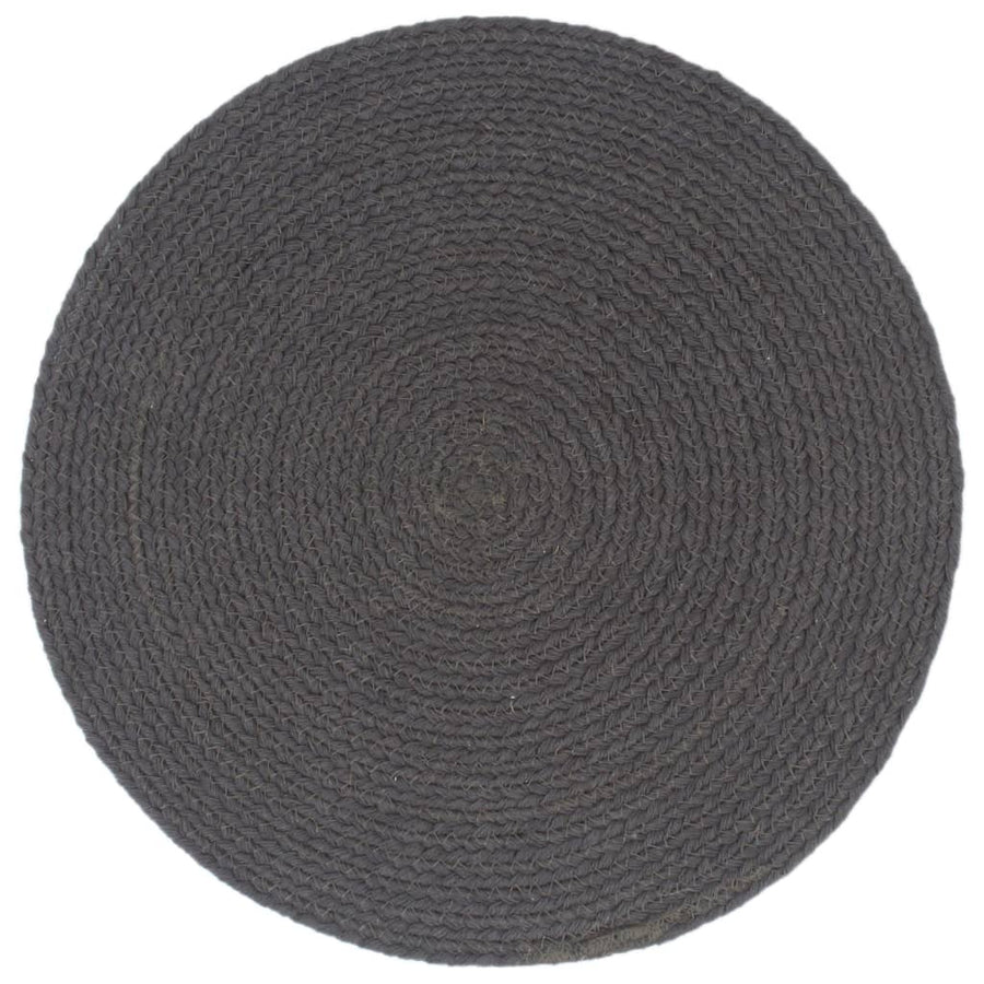 Placemats Rond 38 Cm Effen 6 Donkergrijs Katoen