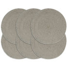 Placemats Rond 38 Cm Effen 6 Grijs Katoen