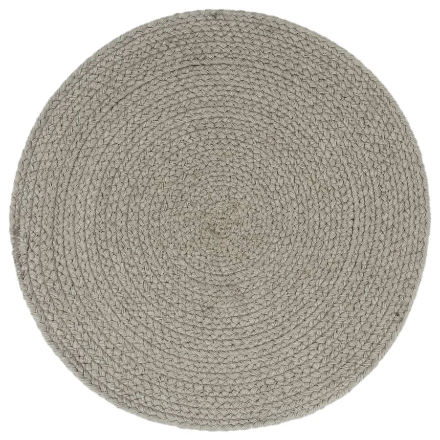 Placemats Rond 38 Cm Effen 6 Grijs Katoen