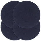Placemats rond 38 cm katoen marineblauw set van 4