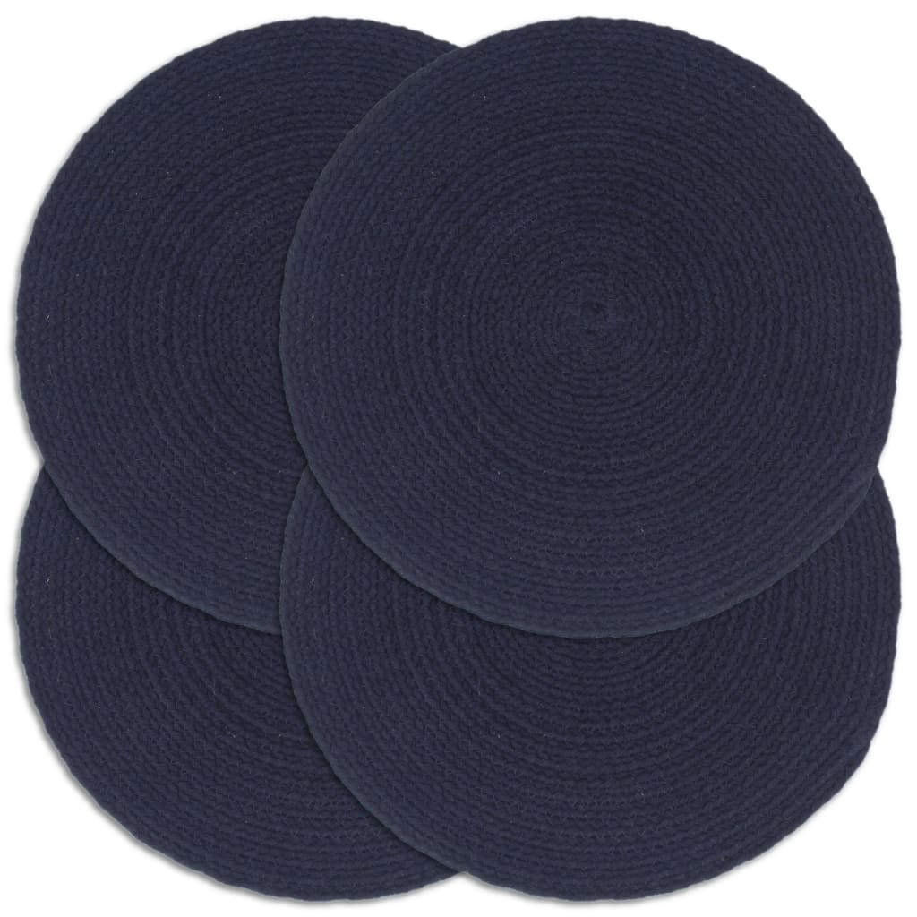 Placemats 4 St Rond 38 Cm Katoen Effen Marineblauw
