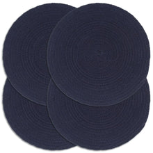 Placemats 4 St Rond 38 Cm Katoen Effen Marineblauw