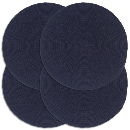 Placemats 4 St Rond 38 Cm Katoen Effen Marineblauw