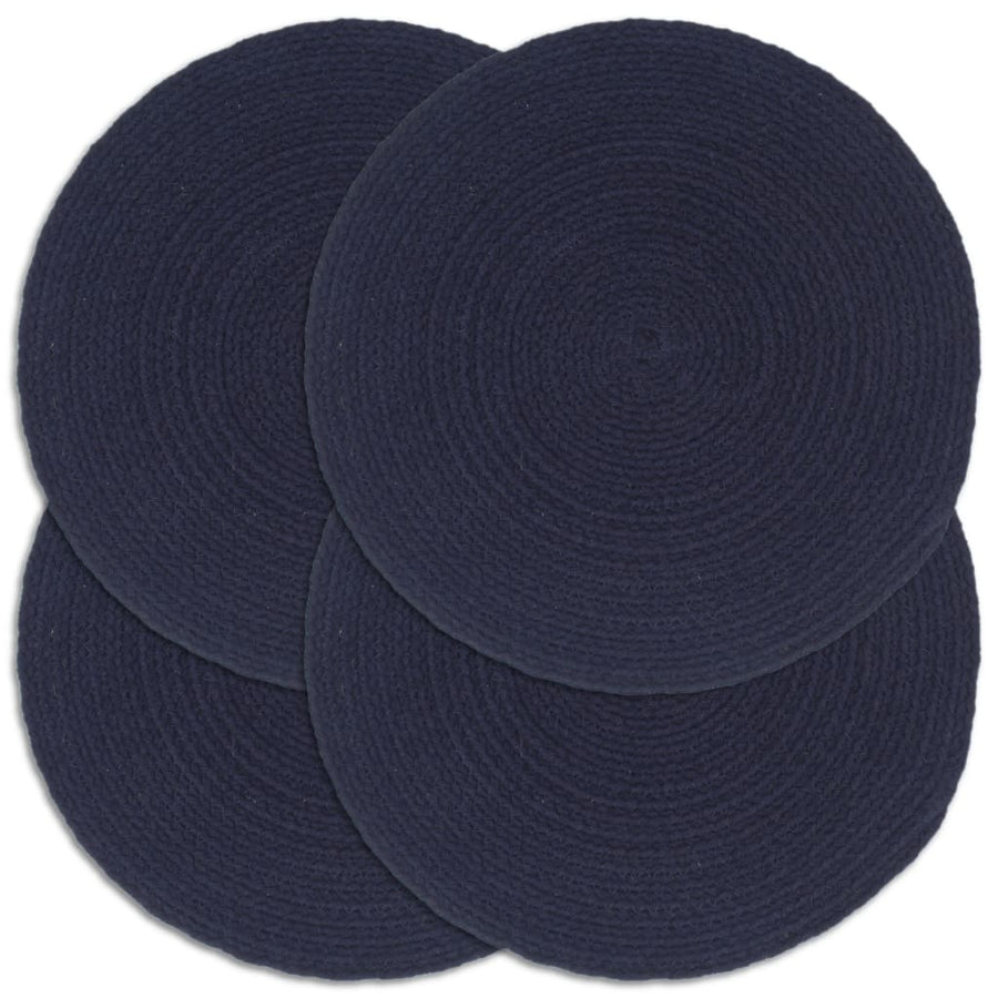 Placemats 4 St Rond 38 Cm Katoen Effen Marineblauw