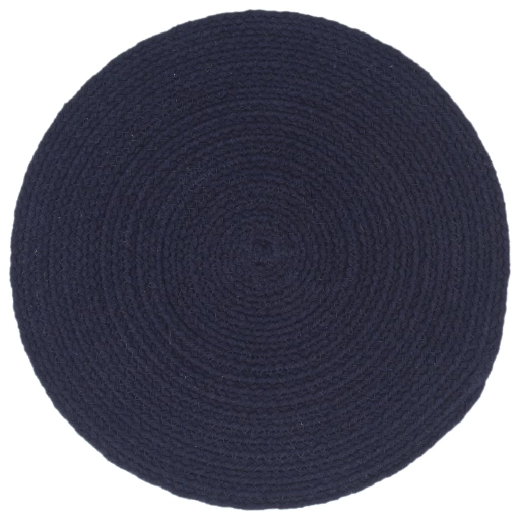 Placemats 4 St Rond 38 Cm Katoen Effen Marineblauw