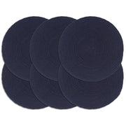 Placemats 6 pcs round 38 cm cotton plain navy blue