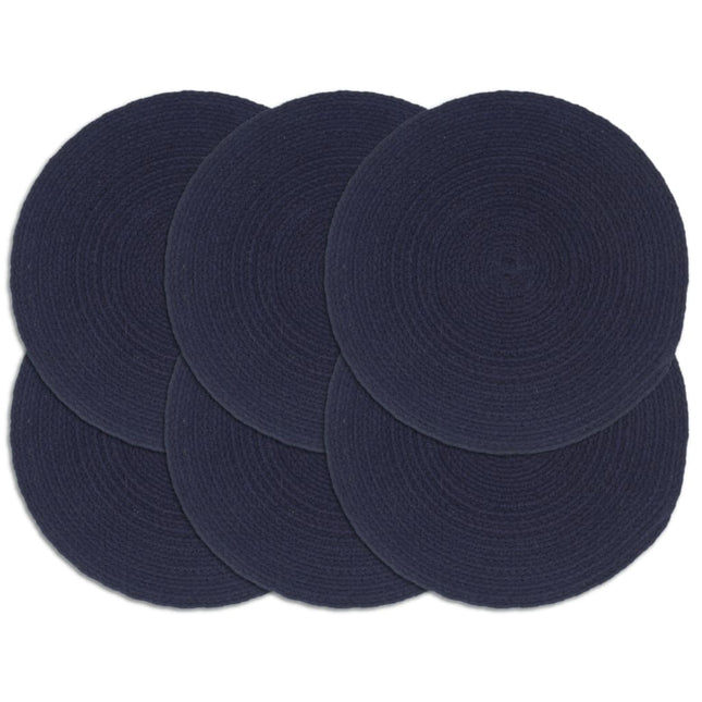 Placemats Rond 38 Cm Effen 6 Marineblauw Katoen