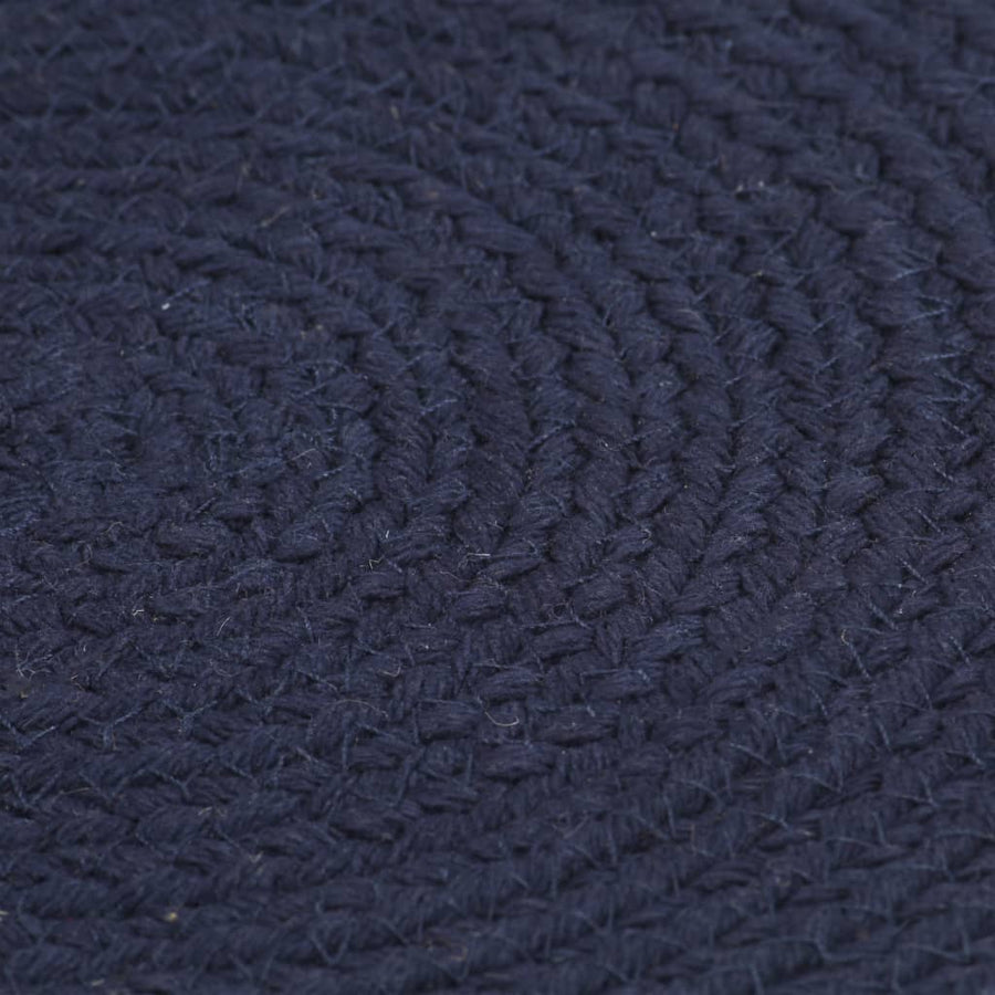 Placemats Rond 38 Cm Effen 6 Marineblauw Katoen