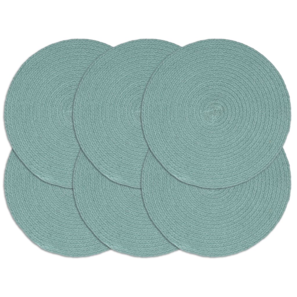 Placemats 6 St Rond 38 Cm Katoen Effen Groen