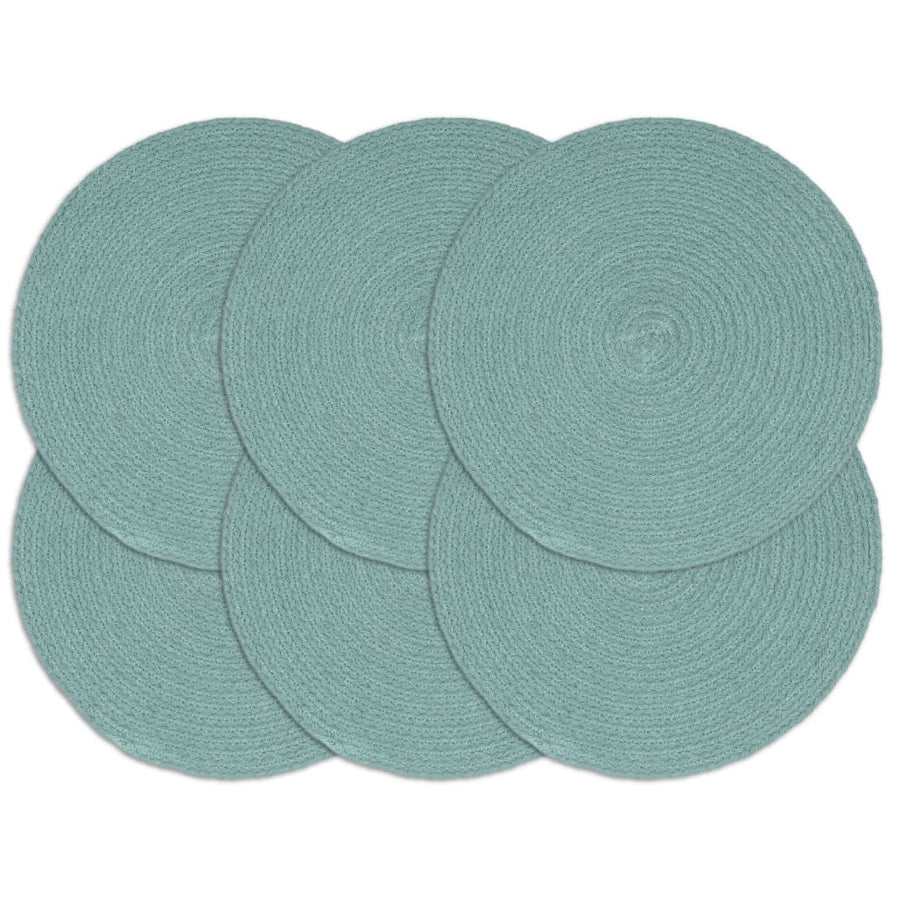 Placemats 6 st rond 38 cm katoen effen groen