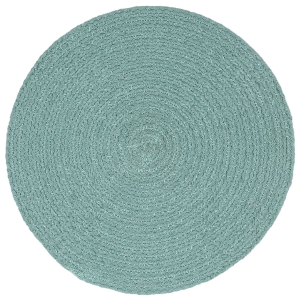 Placemats 6 St Rond 38 Cm Katoen Effen Groen