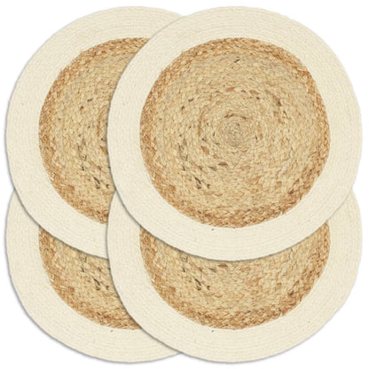 Placemats Rond 38 Cm Natuurlijk 4 Bruin Jute en katoen
