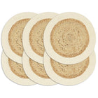 Placemats set of 6 round 38 cm jute and cotton natural