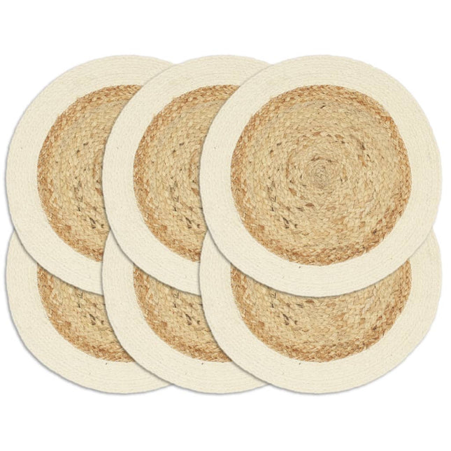 Placemats Rond 38 Cm Natuurlijk 6 Bruin Jute en katoen