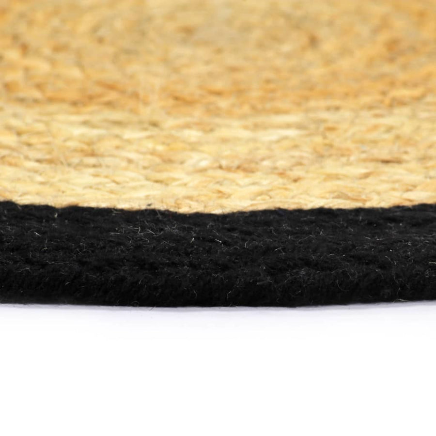 Placemats 38 Cm Natuurlijk En 6 Zwart Jute en katoen