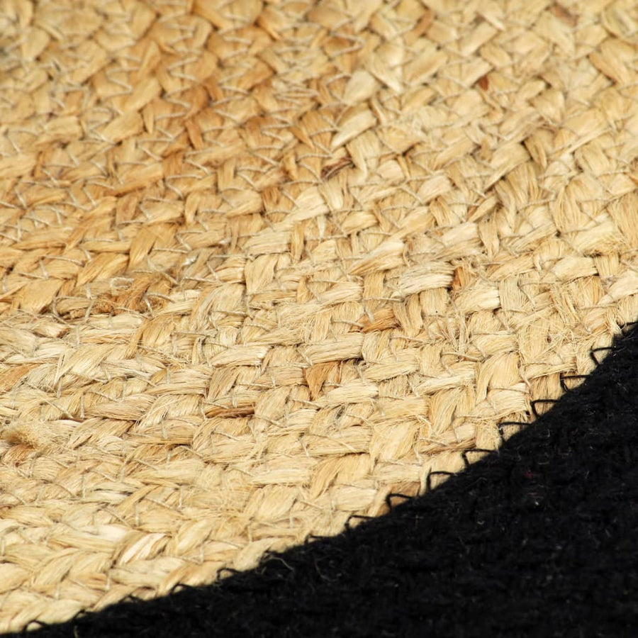 Placemats 38 Cm Natuurlijk En 6 Zwart Jute en katoen