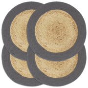 Placemats 4 st 38 cm jute katoen natuurlijk antraciet