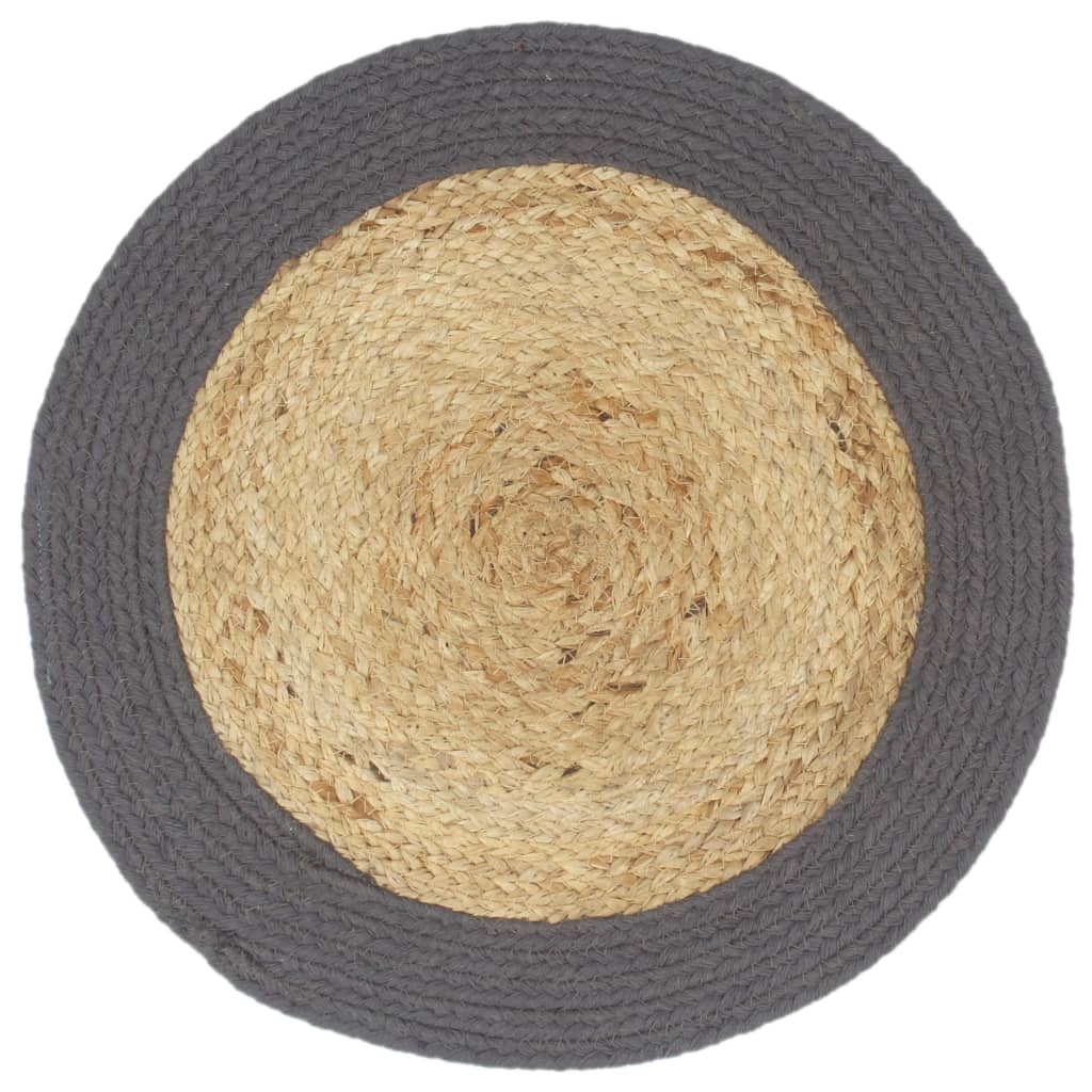 Placemats 38 Cm Natuurlijk En 4 Antraciet Jute en katoen