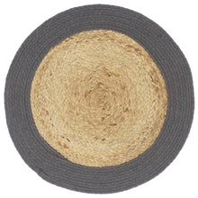 Placemats 38 Cm Natuurlijk En 4 Antraciet Jute en katoen