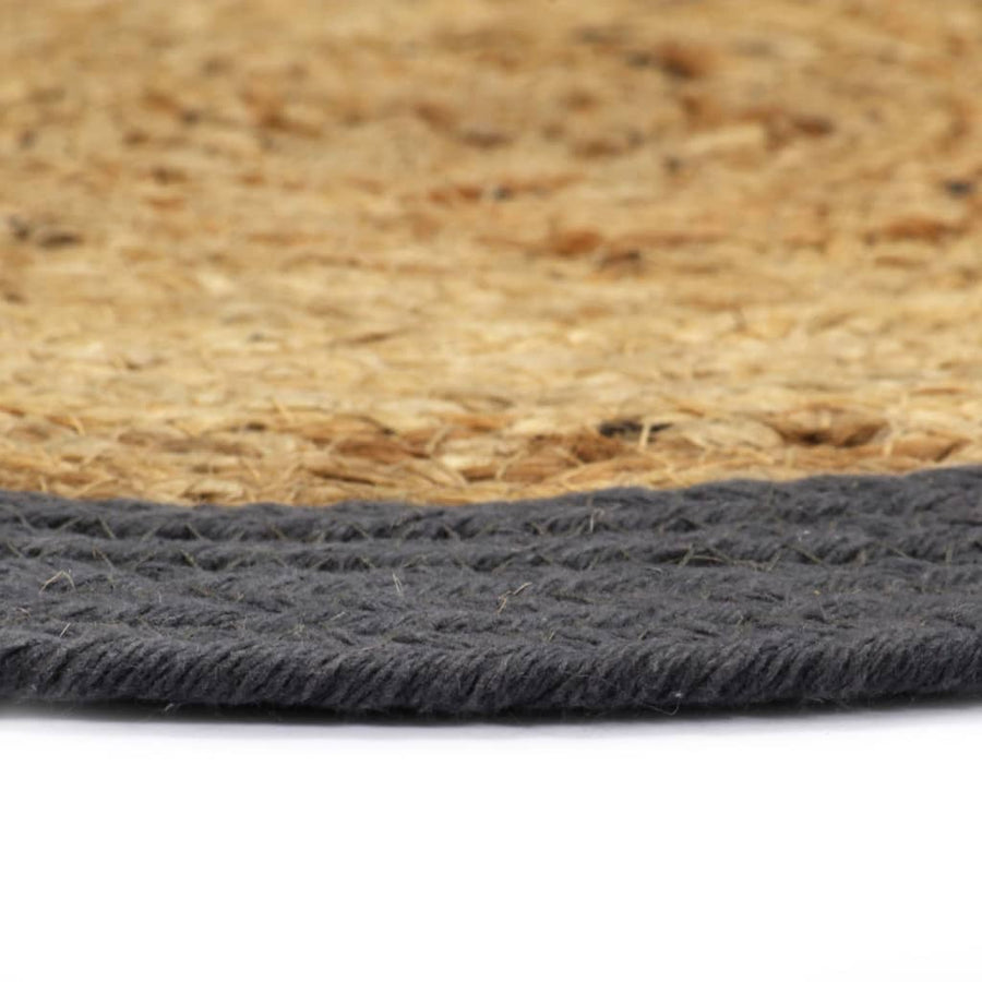 Placemats 38 Cm Natuurlijk En 4 Antraciet Jute en katoen
