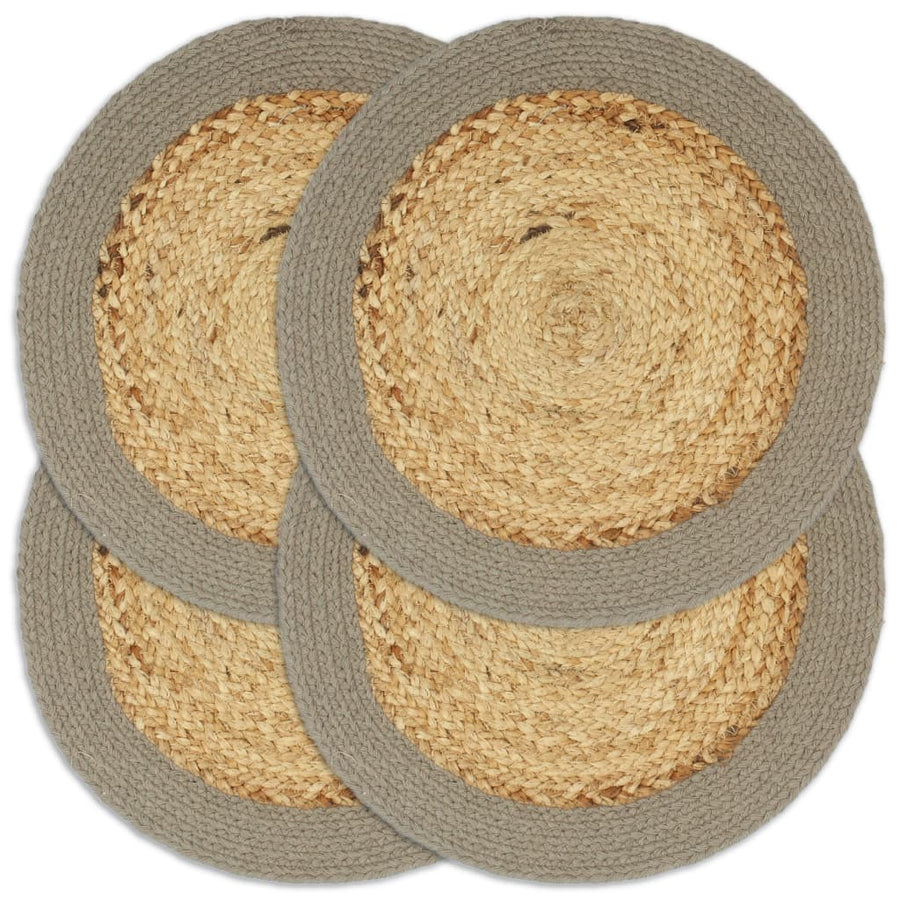 Placemats 4 St 38 Cm Jute En Katoen Natuurlijk En Grijs