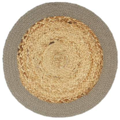 Placemats 38 Cm Natuurlijk En 6 Grijs Jute en katoen