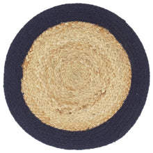 Placemats 38 Cm Natuurlijk En 4 Marineblauw Jute en katoen