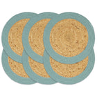Placemats 6 stuks 38 cm jute katoen groen