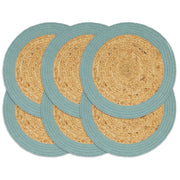 Placemats 6 stuks 38 cm jute katoen groen