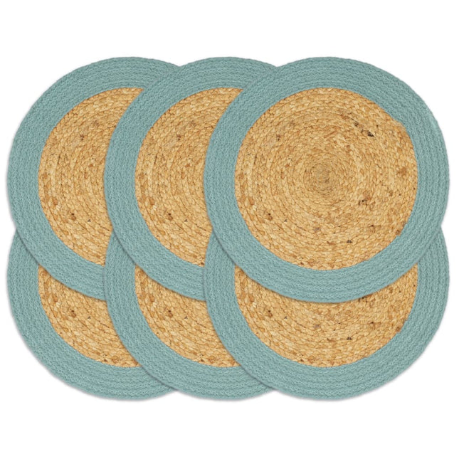 Placemats 6 St 38 Cm Jute En Katoen Natuurlijk En Groen