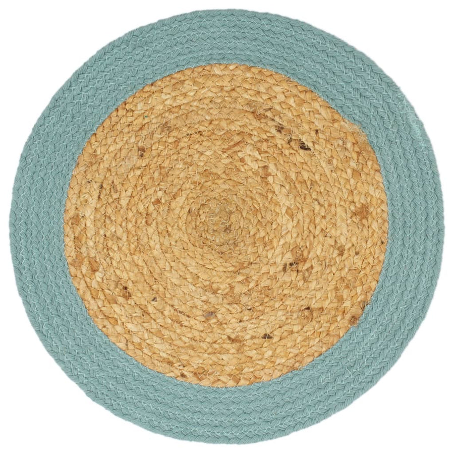 Placemats 6 St 38 Cm Jute En Katoen Natuurlijk En Groen