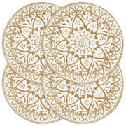 Placemats, round, 38 cm, jute, white, 4-pack