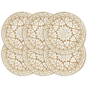 Placemats 6 st rond 38 cm jute wit