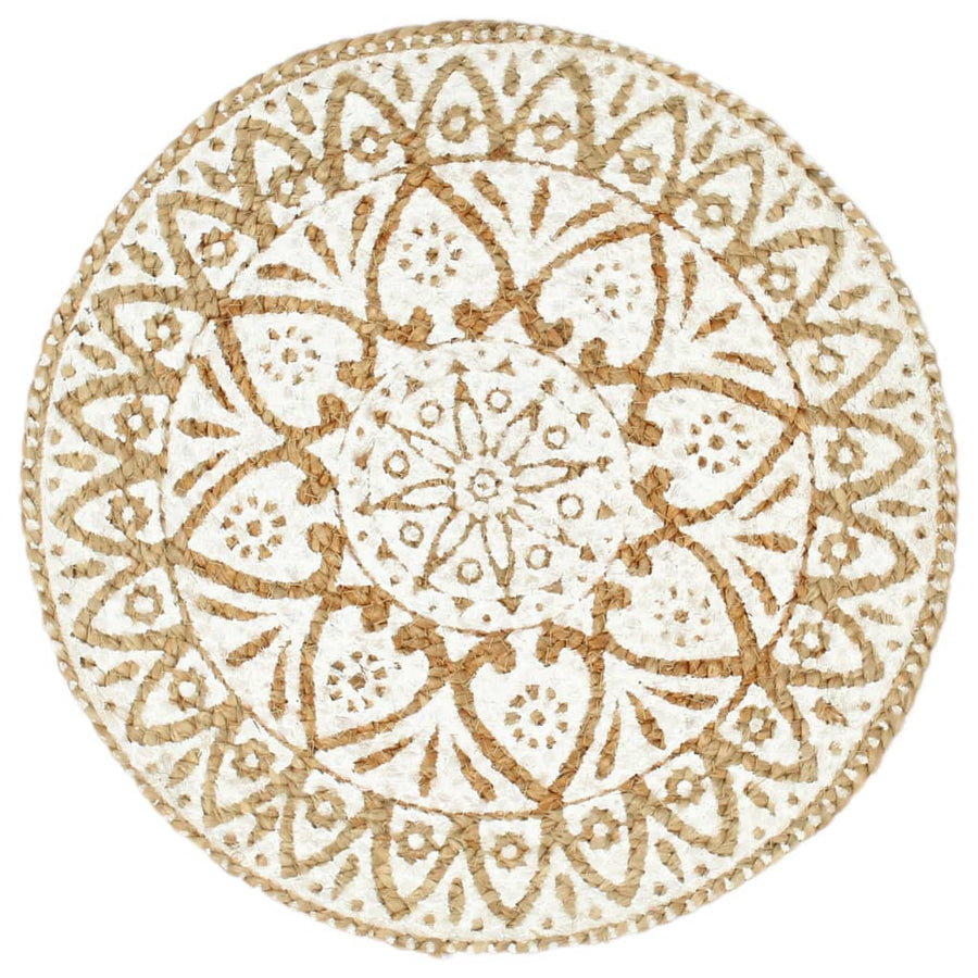 Placemats Rond 38 Cm 6 Wit Jute