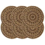 Placemats rond 6 st 38 cm jute donkerbruin