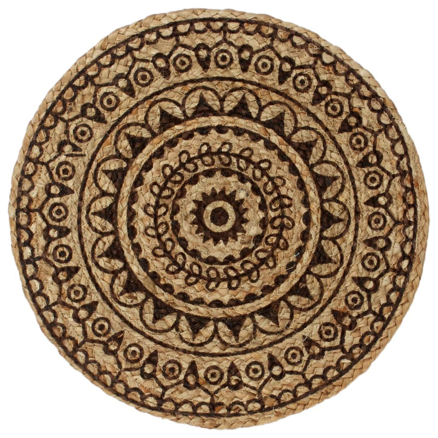 Placemats Rond 38 Cm 6 Donkerbruin Jute