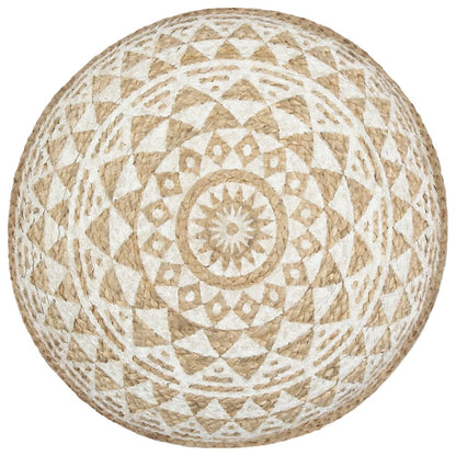 Poef Handgemaakt 45X30 Cm Jute Wit